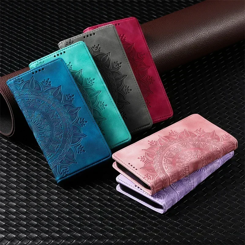 Hülle für Etui Motorola Edge 60 Pro Edge 60 Flip Case für Moto Edge 60 Fusion Cover Magnetisches Leder Totem Flower Handyhülle Funda