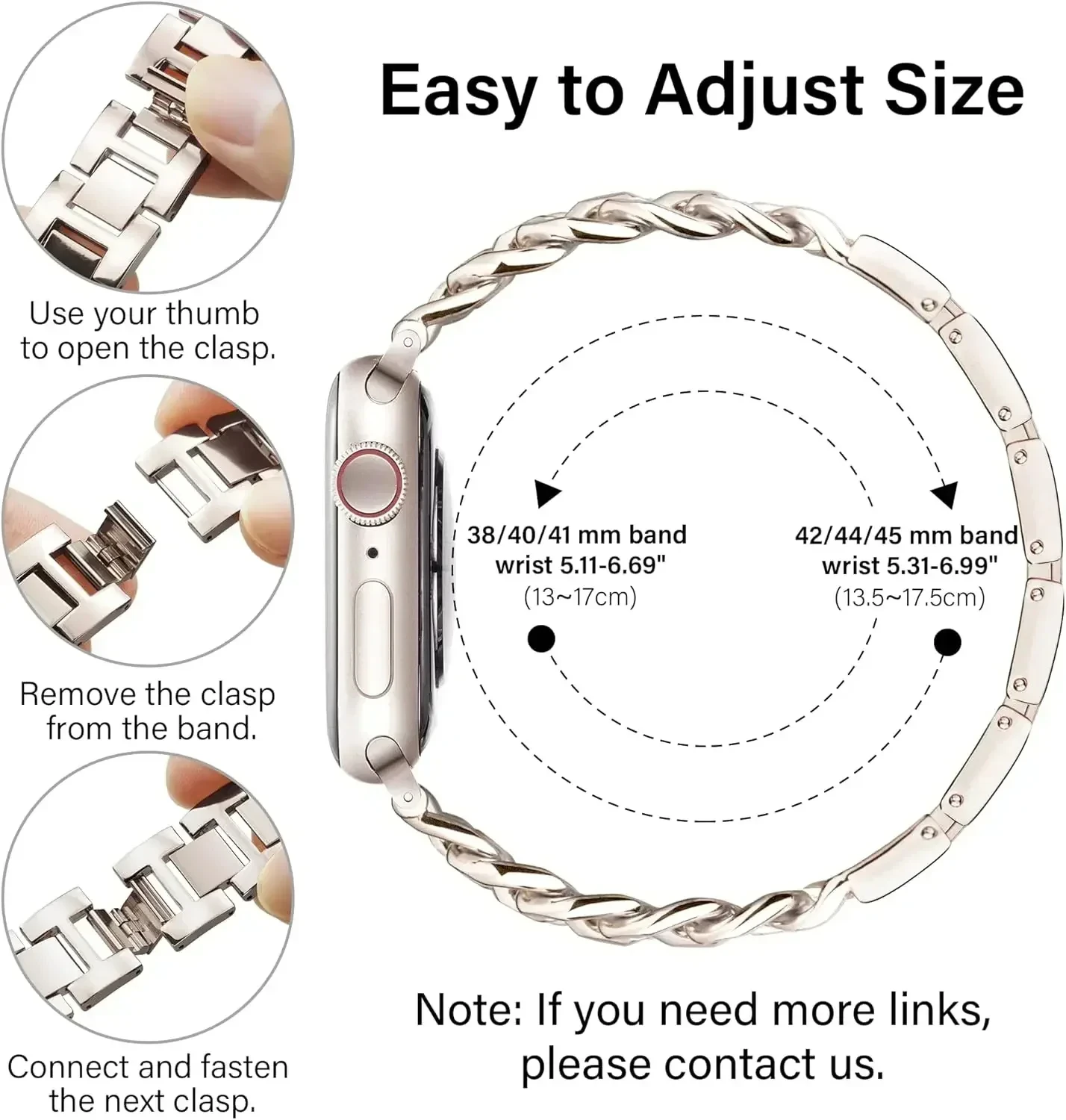 Fashion Metal Strap For Apple Watch Band 44mm 45mm 40 41mm 49mm Chain Design Women Bracelet For iWatch Ultra 2 9 8 7 6 5 4 3