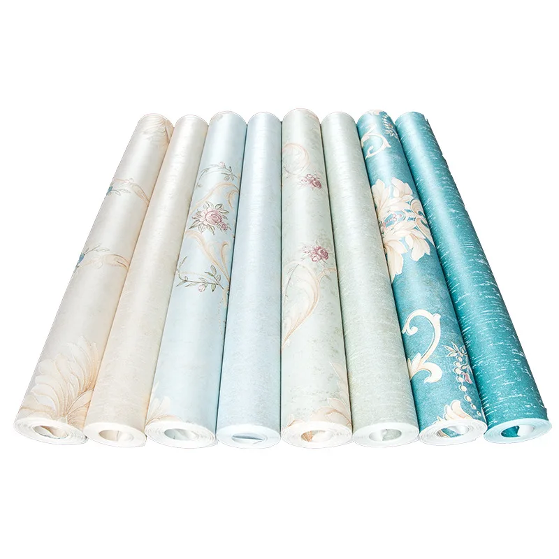 European style pastoral large flower wallpaper background wall paired with solid color full coverage non woven wallpaper warm be