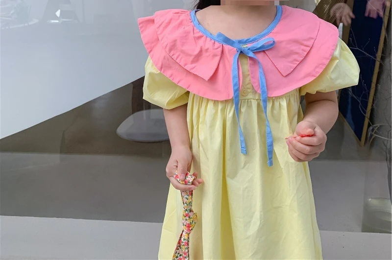 Girls Skirt with Double Layered Collar and Cute Princess Dress 26 Summer Outfit New Childrens Clothing