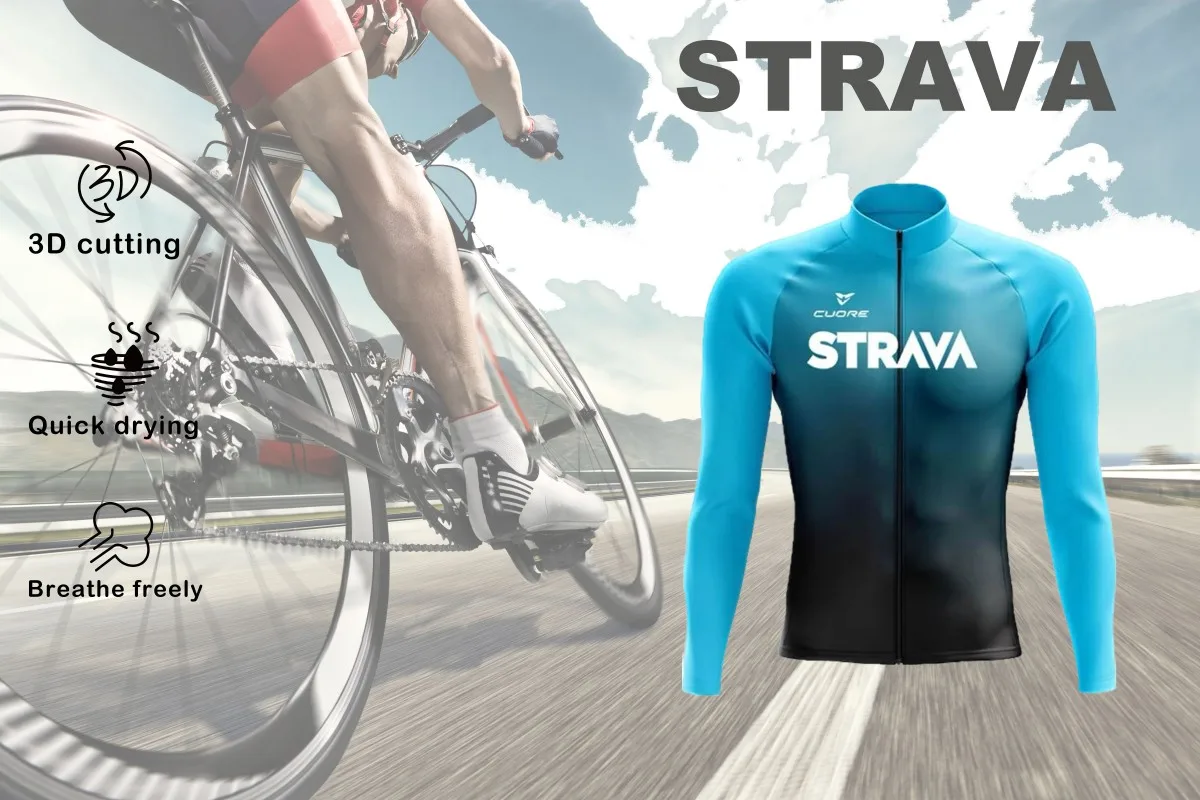 STRAVA Men's Jacket Jersey Road Mountain Bike Long Sleeve Cycling Cycling Sports Outdoor Camping Christmas Cycling Gear Gifts