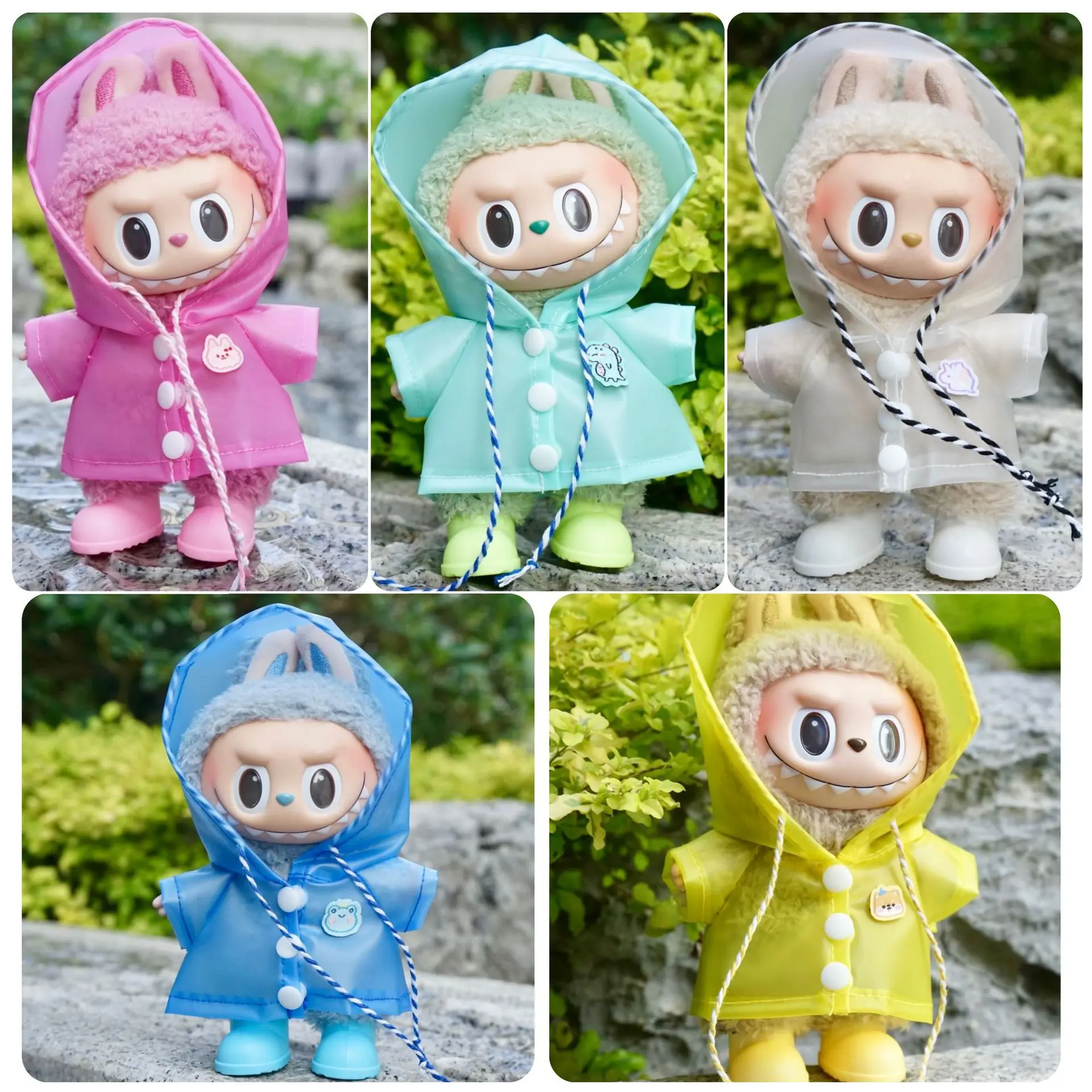 

2PCS [Clothes Shoes Only] Clothes Cute Decoration Raincoat Rain Shoes Outfit Doll Accessories For 17cm Labubu V1/V2