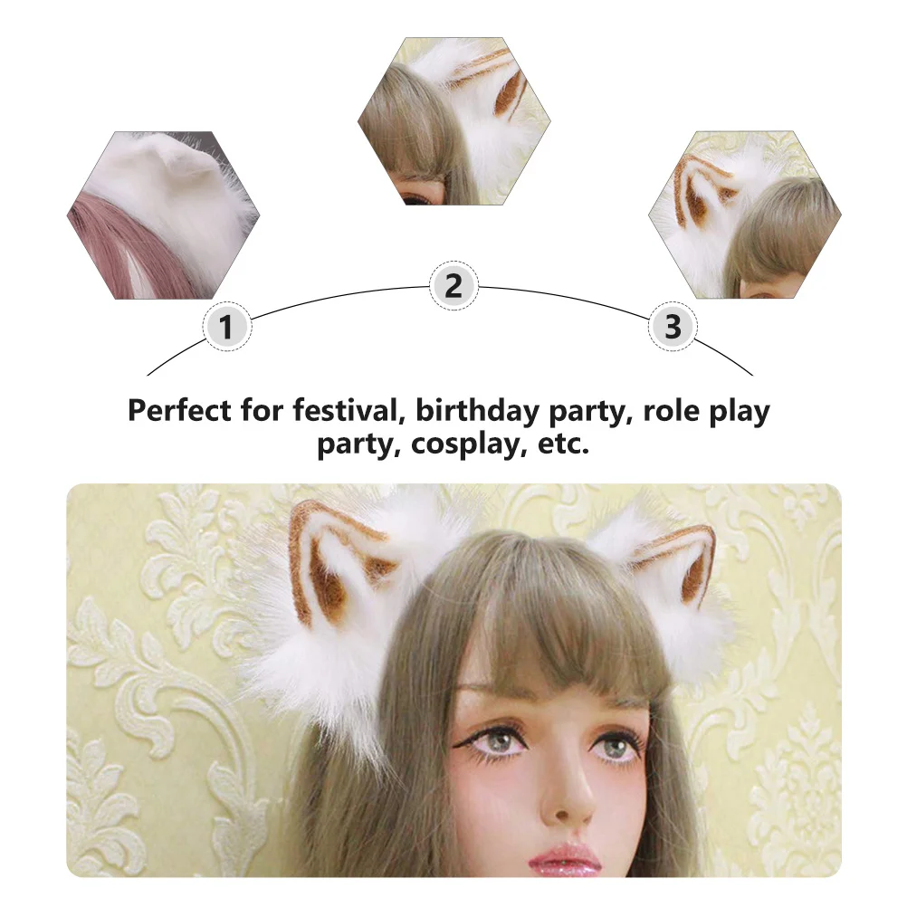 

1 шт. повязка на голову в форме лисьих ушей, пушистая, гибкая, для фестивалей, вечеринок, косплея, декоративная, складная, для женщин, праздничная