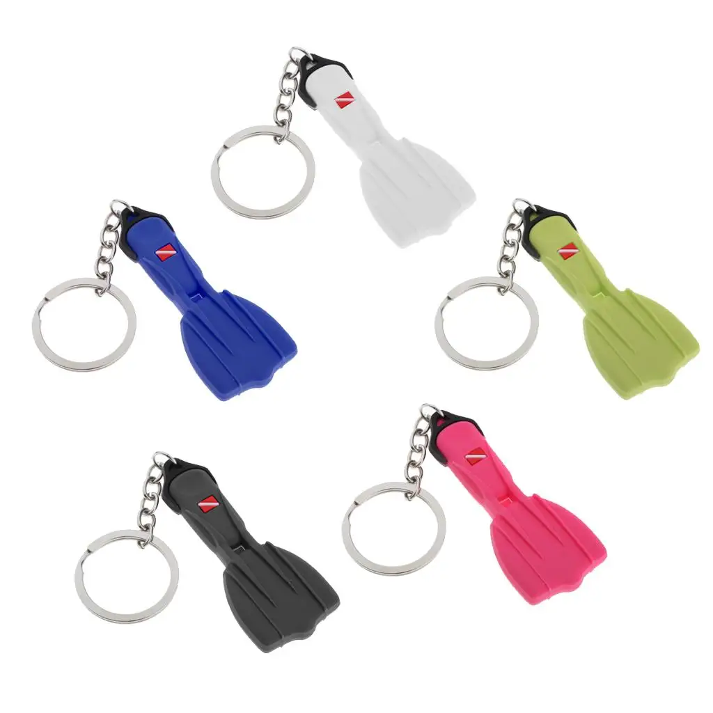 Silicone Diving Fins Key Chain Diver Flipper Keyring Purse Bag Charm for Free Diving Accessories and Enthusiasts