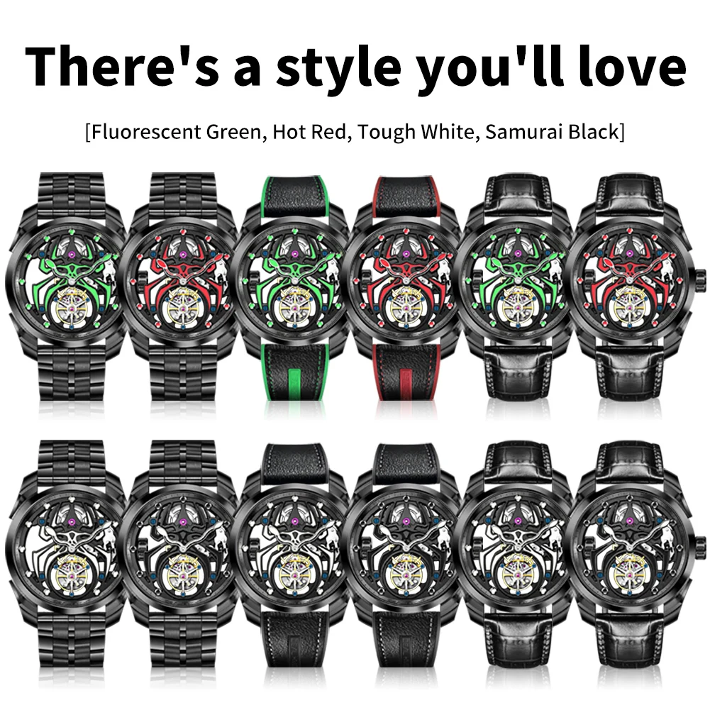 IDEAL KNIGHT 6802 Brand original authentic watch for woman Gift Box Luminous spider Hollow dial Mechanical Men's Watch view 6