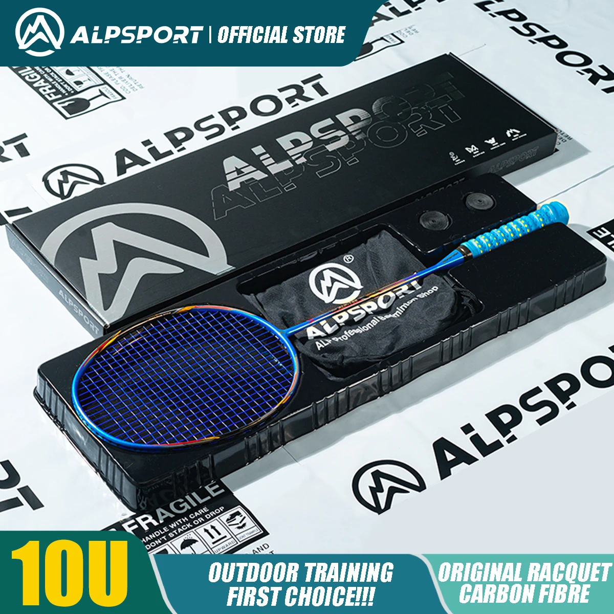 ALPSPORT AIR 10U  Ultralekki 52g T800 Rakieta do badmintona Szybkie odbicie  Importowana Maksymalnie 28 funtów 100% Pro Carbon Fibre + Rakieta tytanowa Dla średnio zaawansowanych i zaawansowanych