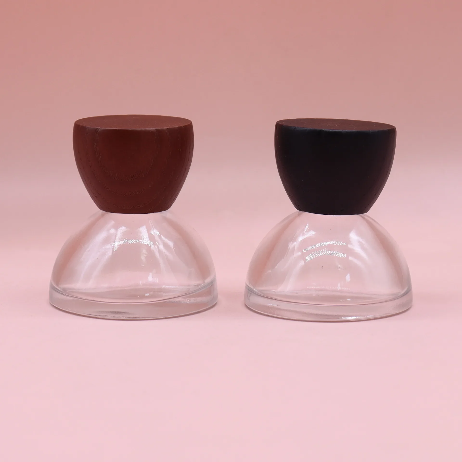

‌30ml Portable Travel Empty Glass Bottle for Fragrance‌ Conical Perfume Refill Spray Bottle with Walnut Wood Cap