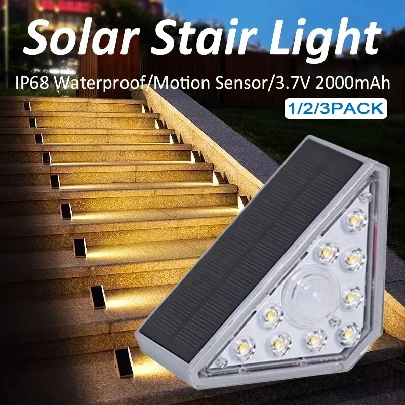 LED Step Lamp Stair Light Outdoor IP67 Waterproof Solar Light With Lens Anti-theft Design Decor Lighting For Garden Deck Path