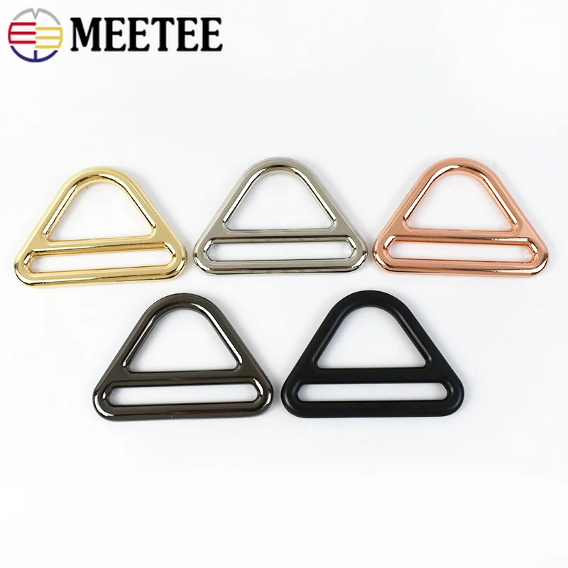 5/10Pcs Meetee 25-50mm Metal Ring Buckle Triangle Tri-Glide Buckles Bag Strap Webbing Adjust Hook Clasp DIY Hardware Accessories