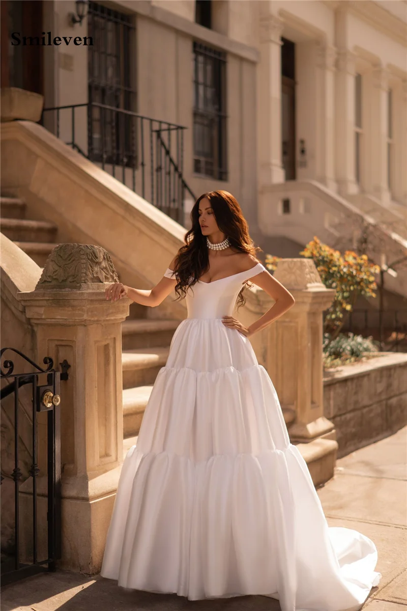 Smileven Off The Shoulder Wedding Dress A Line Bride Gown Off The Shoulder Customizable Vestido De Novia Wedding Gowns