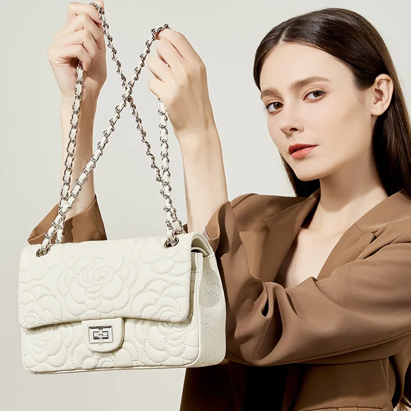 

Top Grain Highland Lambskin Shoulder Bag Genuine Leather Quilted Crossbody Purse Luxury Designer Chain Strap High Quality Tote