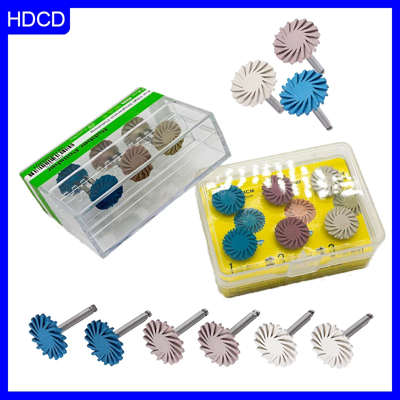 Dental Rubber Polisher Glaze Polishing Grinding Wheel Silicone Resin Material Enamel Polish 14mm Wheel Spiral Flex Brush Burs