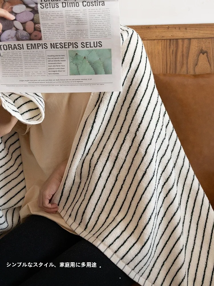 Pure Cotton Absorbent Striped Bath Towel Home Use Men's Women's Simple Retro  Style Adult Wrap Towel Non-Disposable
