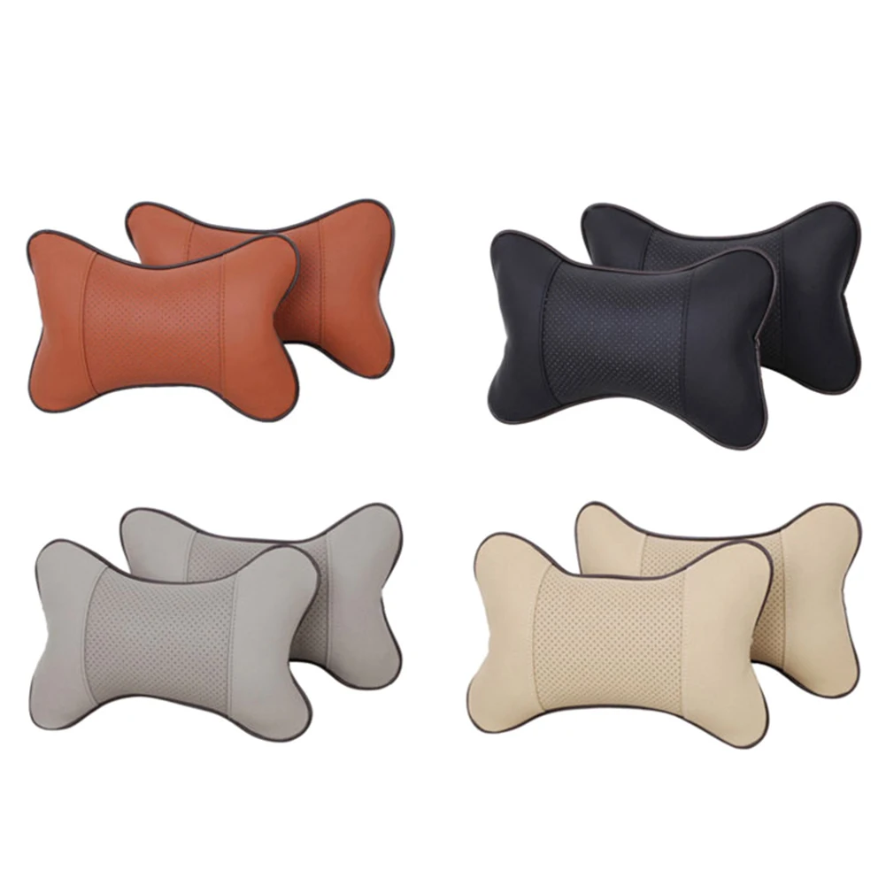 Car Seat PU Leather Pillow Soft Headrest Cushion Pad Memory Foam Head Neck Protector