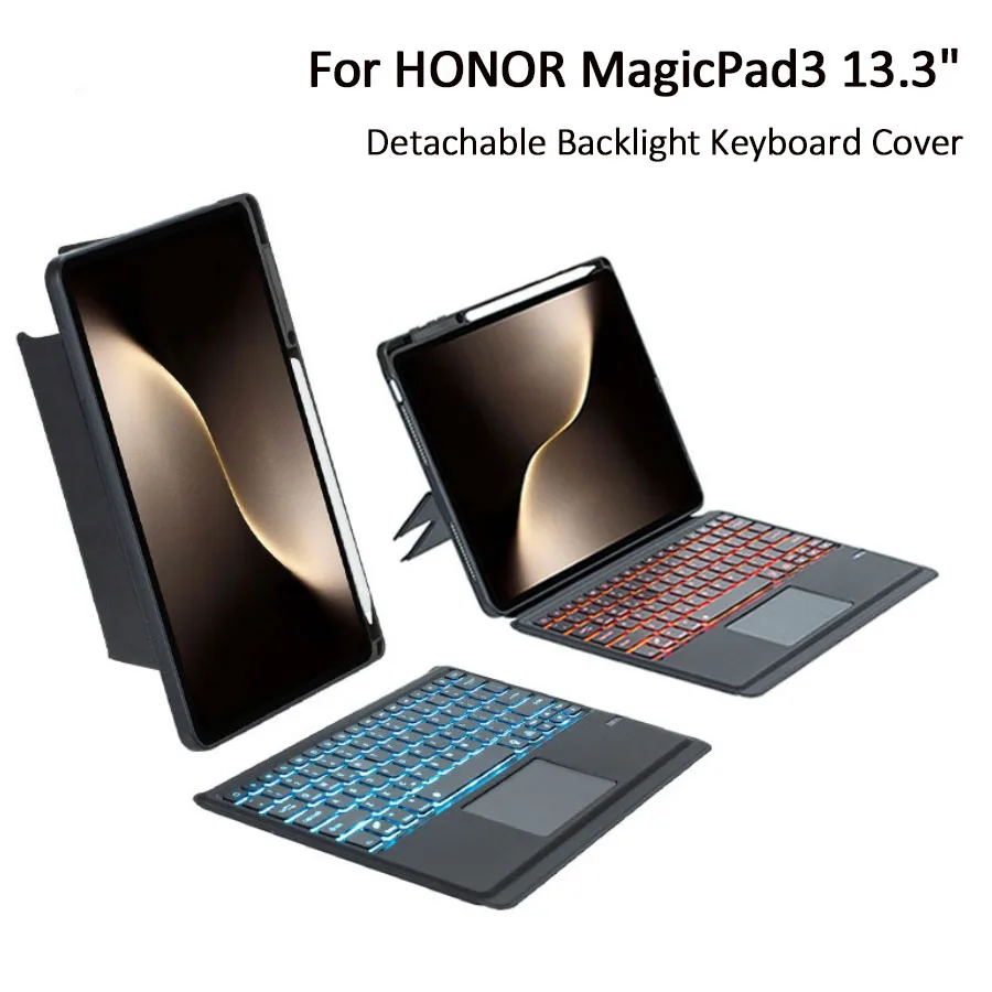 Smart Magic Keyboard Case for Huawei Honor MagicPad3 13.3inch Tablet MagicPad 3 2025 Touchpad Backlight Keyboard Cover Pen Slot