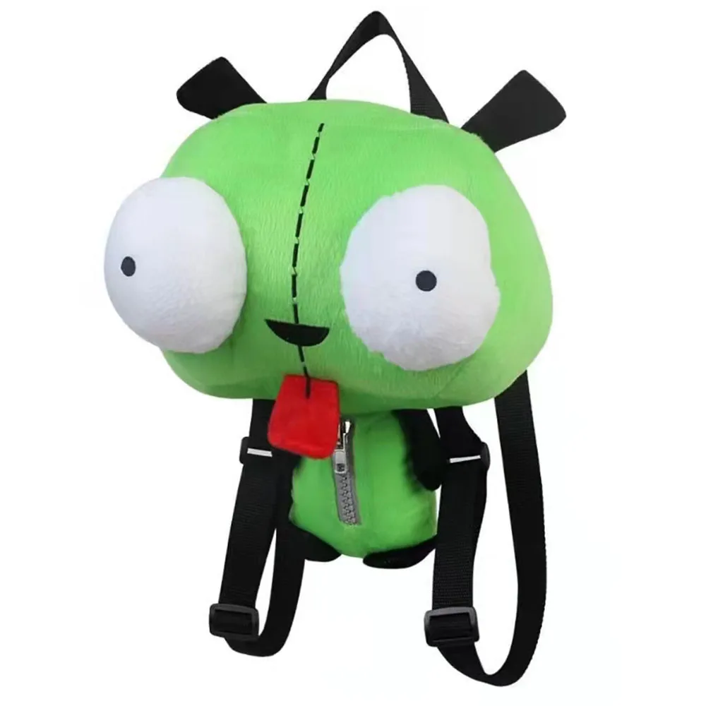 Hot Alien Invader Zim 3D Eyes Robot Gir Plush Toys Cute Invader ZIM Stuffed Plush Backpack Green Bag Gifts14 inches