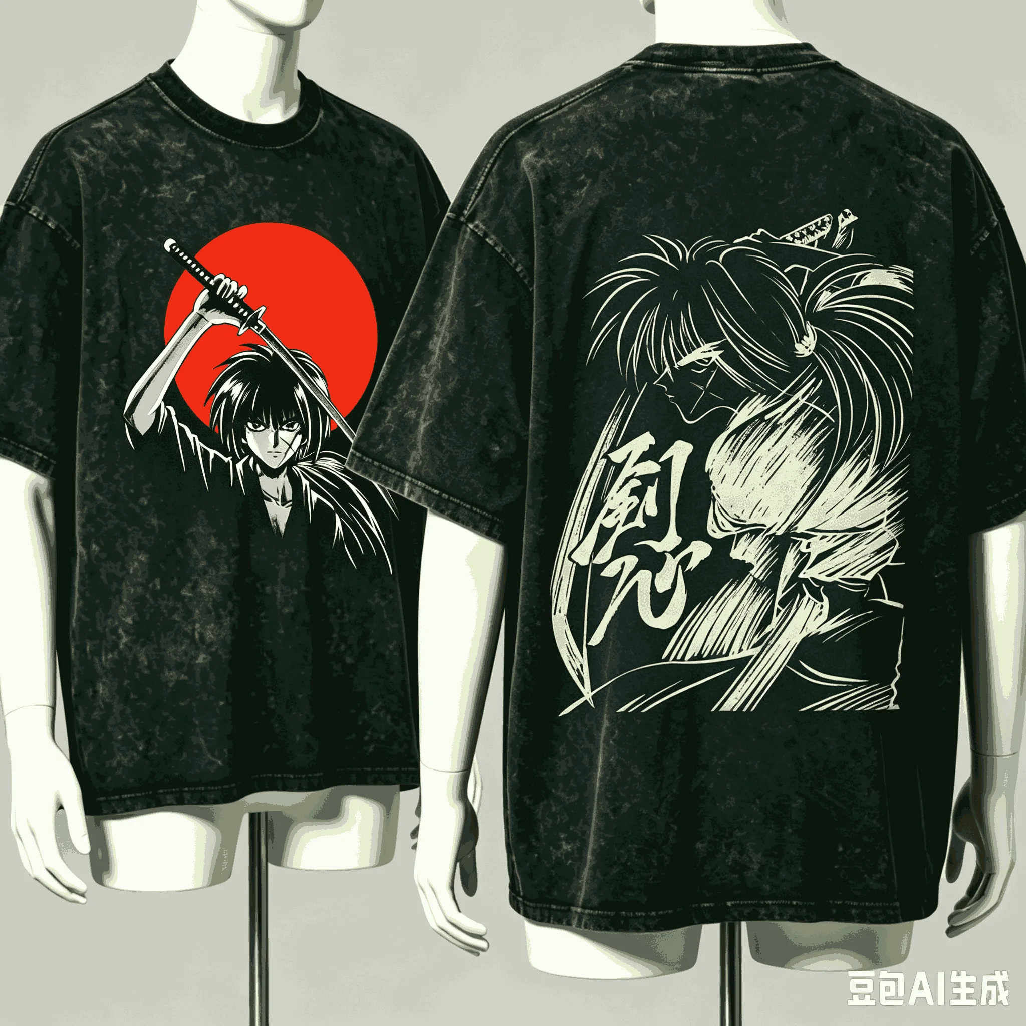 Rurouni Kenshin Washed T-shirt Anime Lover Harajuku New Model Oversized Vintage Loose Streetwear Classic Unisex high quality tee