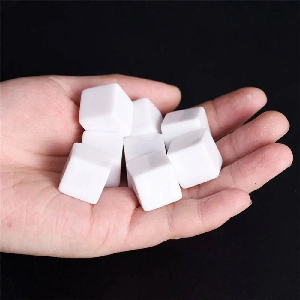 10PCS White Round/Square Corner Blank Dice 6-side Acrylic Tablegame Polyhedral Dice for DND Dice Tabletop Role-Playing Game Dice