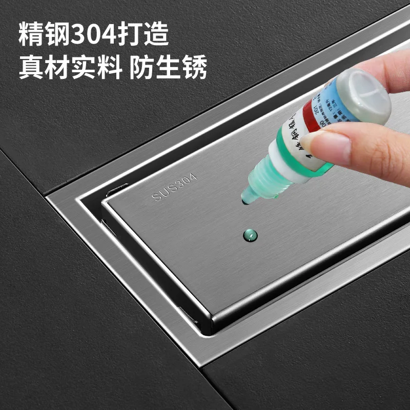 304 stainless steel floor drain side row rectangular strip large displacement European deodorant bathroom hotel