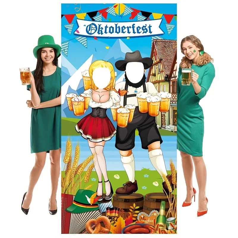 Lebendige Bier-Foto-Requisiten-Banner-Dekoration, großer Oktoberfest-Fotohintergrund, geeignet für Junggesellenabschiede