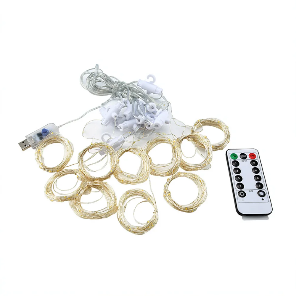 Star Curtain String Light For Christmas Party Holiday Decor Remote Control Fairy Window Lighting Bedroom Wedding Home Decoration
