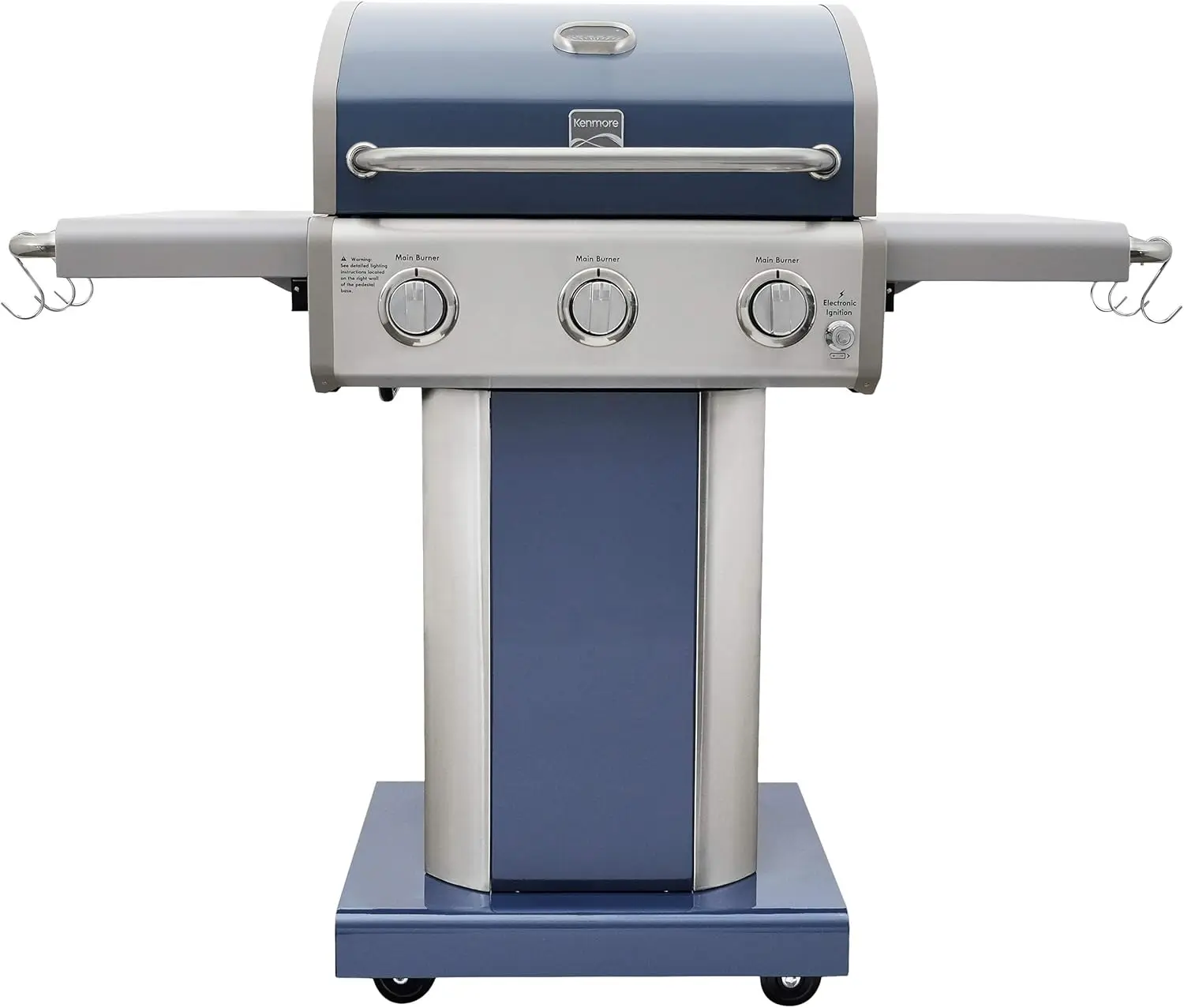 

Kenmore 3-Burner Outdoor BBQ Grill | Liquid Propane Barbecue Gas Grill with Folding Sides, PG-A4030400LD-AZ, Pedestal Grill