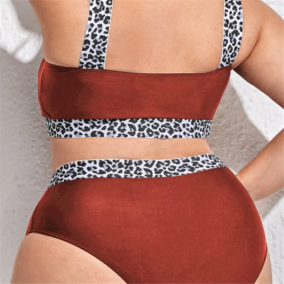 0XL - 4XL Splicing-Bikini, Plus-Size-Badebekleidung, Damen-Badeanzug, zweiteiliges Bikini-Set, Badeanzug, V3785B – Detail 12