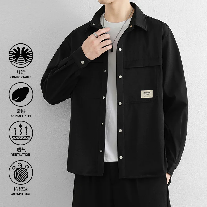 2026 New Style Workwear Shirt - Men's Long-Sleeved Spring-Autumn Loose Trendy Casual Shirt Jacket