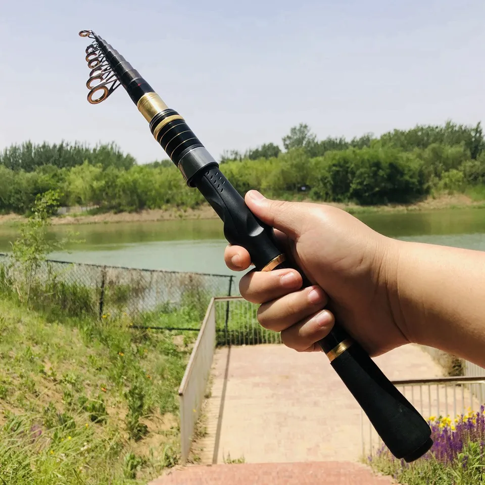 Super Hard Retractable Carbon Fishing Rod 1.0-2.3m Portable Mini Telescopic Pen Pole for Sea Lake River Boat Shore Angling