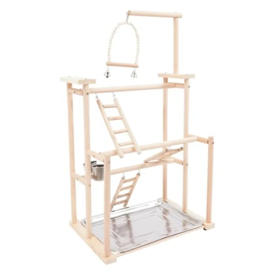

Premium Parrot Play Stand - Large Bird Gym Activity Center for Macaws, Cockatoos, African Greys, Indoor Outdoor Playground