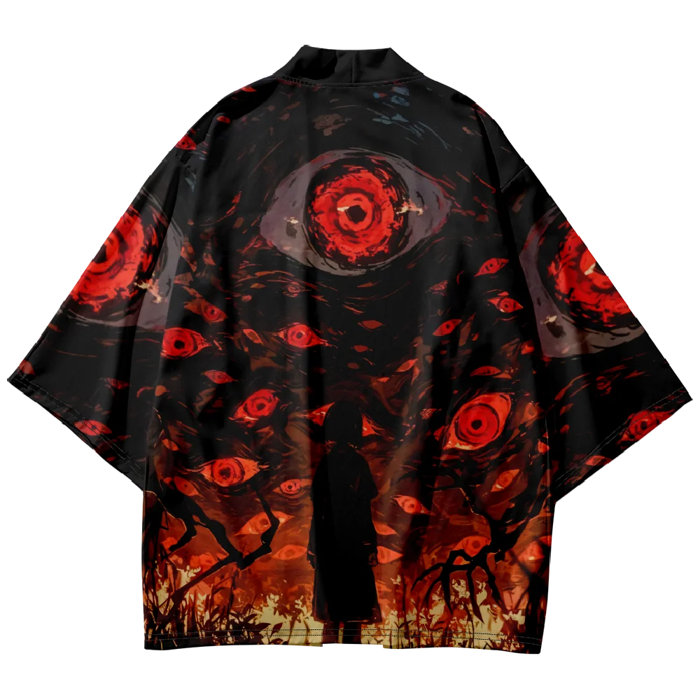 الاتجاه الجديد أزياء الرجال عارضة كيمونو شيطان العين الطباعة الرجال التقليدية كيمونو اليومية عارضة المرأة سترة قمم #2