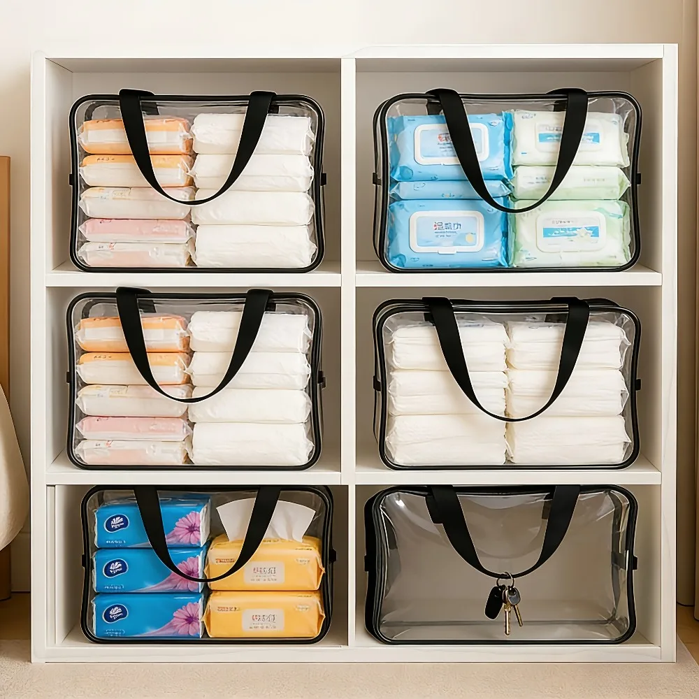 Clear Storage Organizer Bag Easy View Insert Design Large Capacity for Small ItemsTravel Packing Home School Side Bag for Ladies