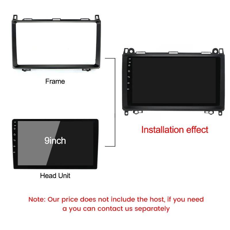 9 inch Car Radio Fascias Frame For Mercedes Benz B200 A B Class W169 W245 Viano Vito W639 Sprinter W906 Mount Kit Panel Wiring