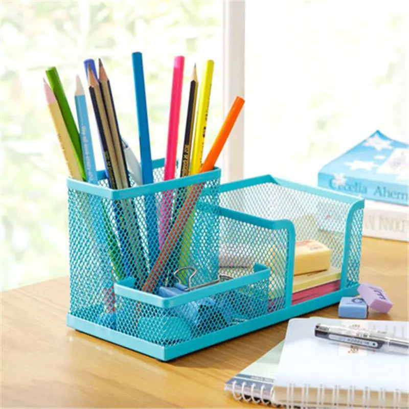 1pcs School Mesh Pens Multi Compartment Mesh Desk Organizer for Office Supplies Desktop Stationery Holder for Desk Organization view 4