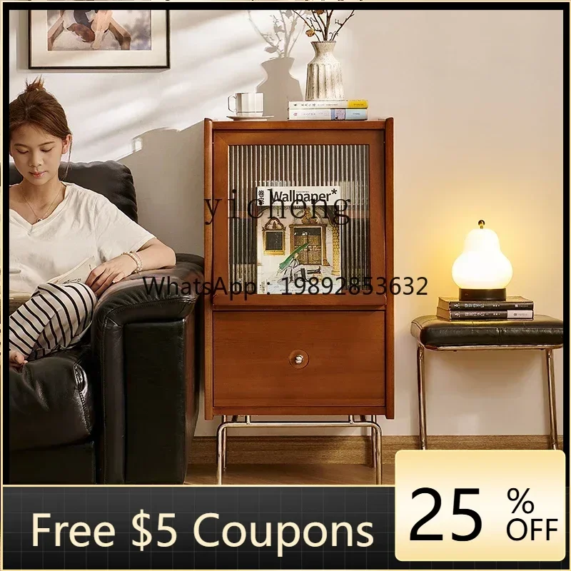 

M3-20 retro solid wood small side cabinet TV stand cabinet living room sofa storage magazine storage chest cabinet