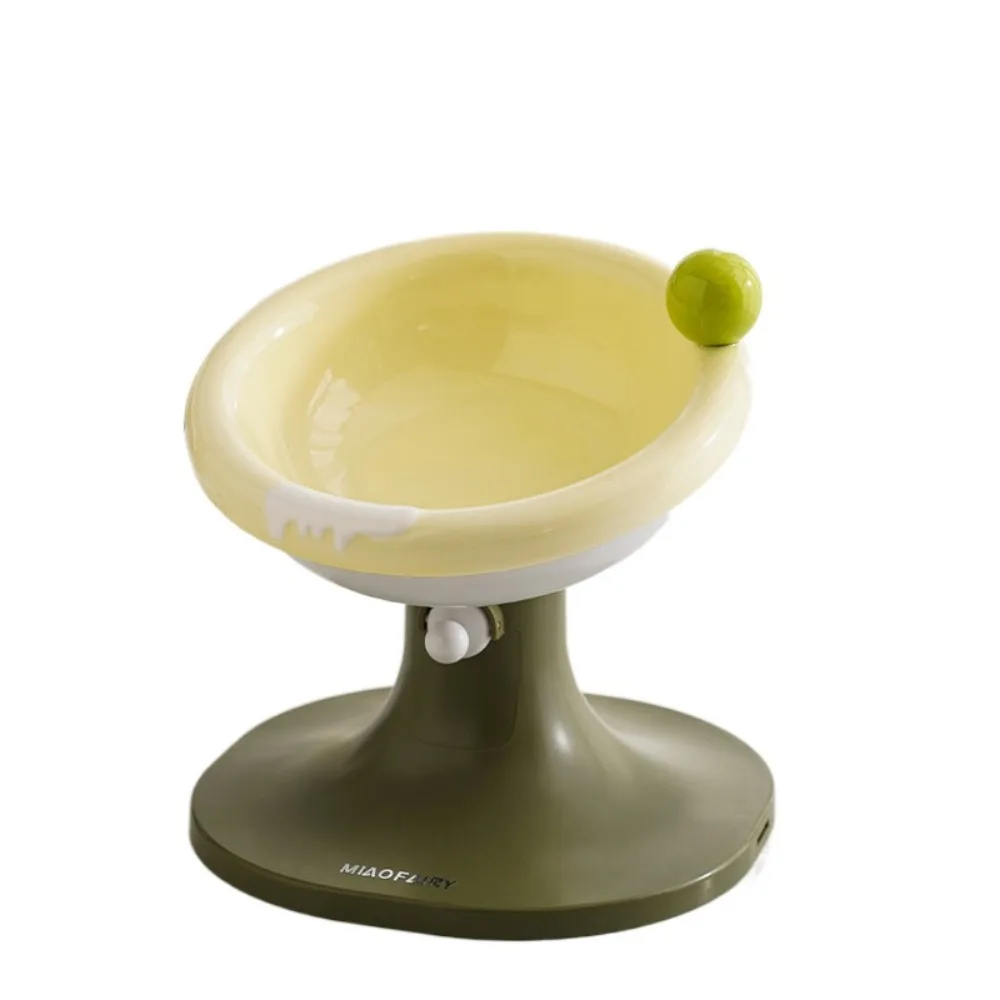 

Ceramic Cat Bowl Cute Slanted Mouth Dog Food Feeding Basin Anti Tipping Height Adjustable Pet Drinking Feeder Kitten Puppy