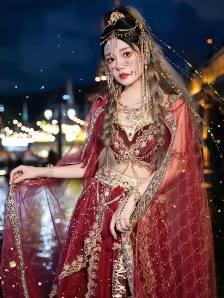 서부 지역 이국적인 무용 의상 여행 사진 고대 의상 및 한복