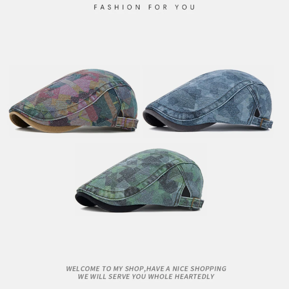 HT5060 Baskenmützen für Alle Jahreszeiten Herren Damen Vintage Künstler-Malermütze 100% Baumwolle Ivy Flat Cap Verstellbare Tarnfarben-Baskenmütze – Detail 13