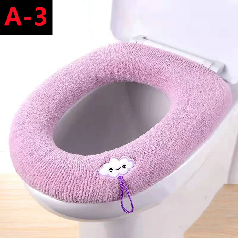 WC-Sitzbezug Plüsch, Toilettensitzabdeckung mit Gummizug, WC Sitzbezüge, Toilettensitzbezug Waschbar, 3 Stück WC-Sitzbezüge für Alle Jahreszeiten, Klobrillenbezug, Weicher Verdickter Toilettensitz