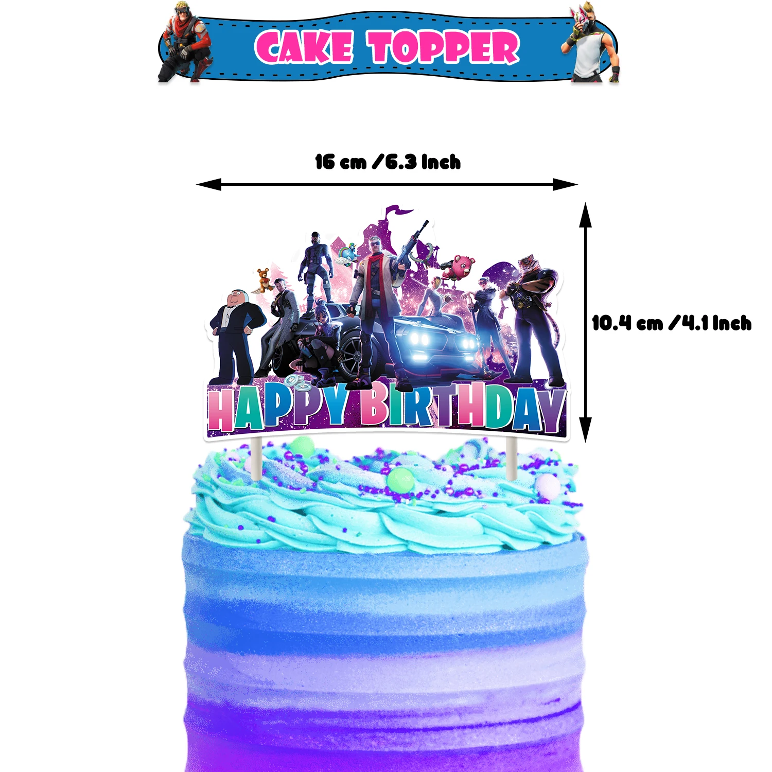 Game Fortnite Birthday Party Decoration Background Alpaca Llama Balloons Cupcake Topper Banner Portrait Photography Props Gifts view 3