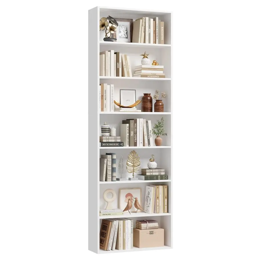 

82 Tall Bookshelf, 7Tier Open Shelves Bookcase, Freestanding Display Storage Shelves, Tall Bookcase Home Decor Furn Customizable