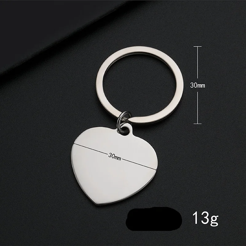 Mirror Polished Stainless Steel Heart Key Rings DIY School Bag Car Key Pendant DIY Jewelry Gift  Wholesale