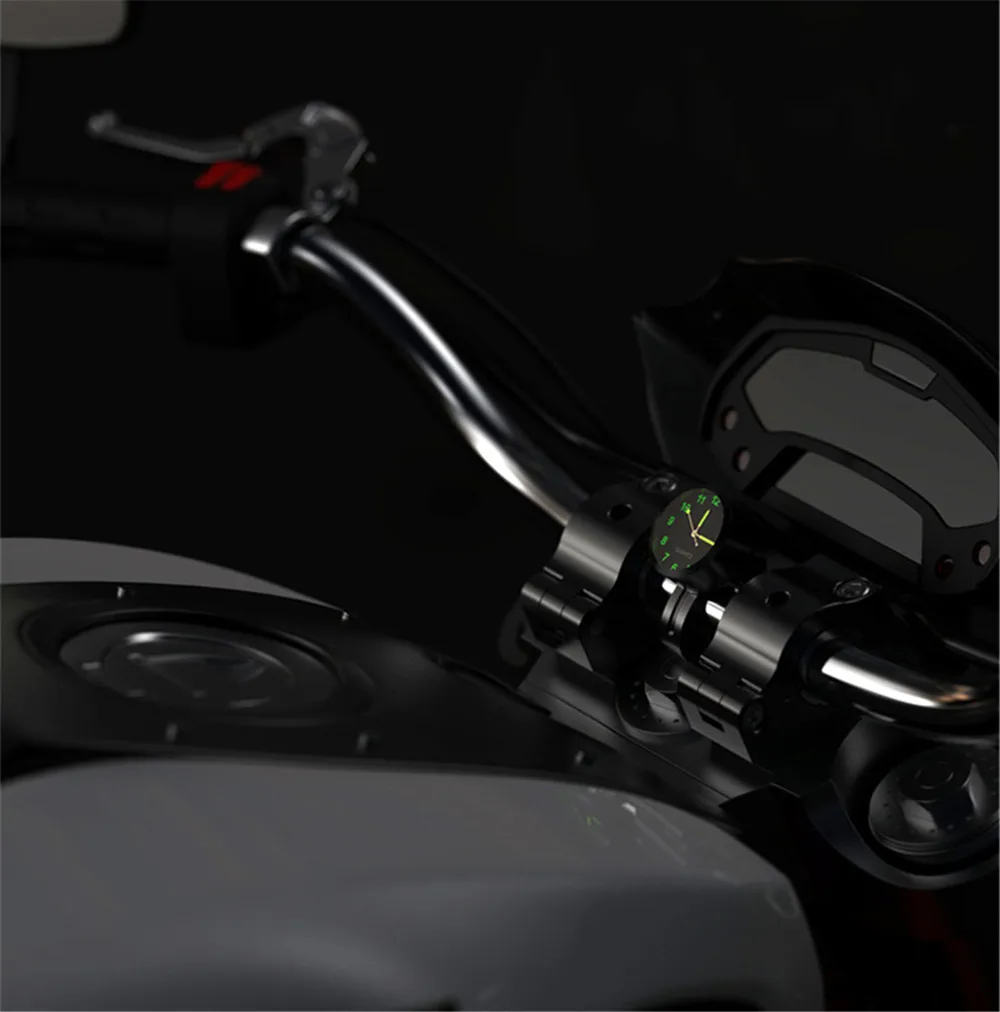 ساعة مقود دراجة نارية عالمية مقاومة للماء مع ضوء رؤية ليلية ، ساعة مثبتة للدراجة النارية والدراجة ، 22-25