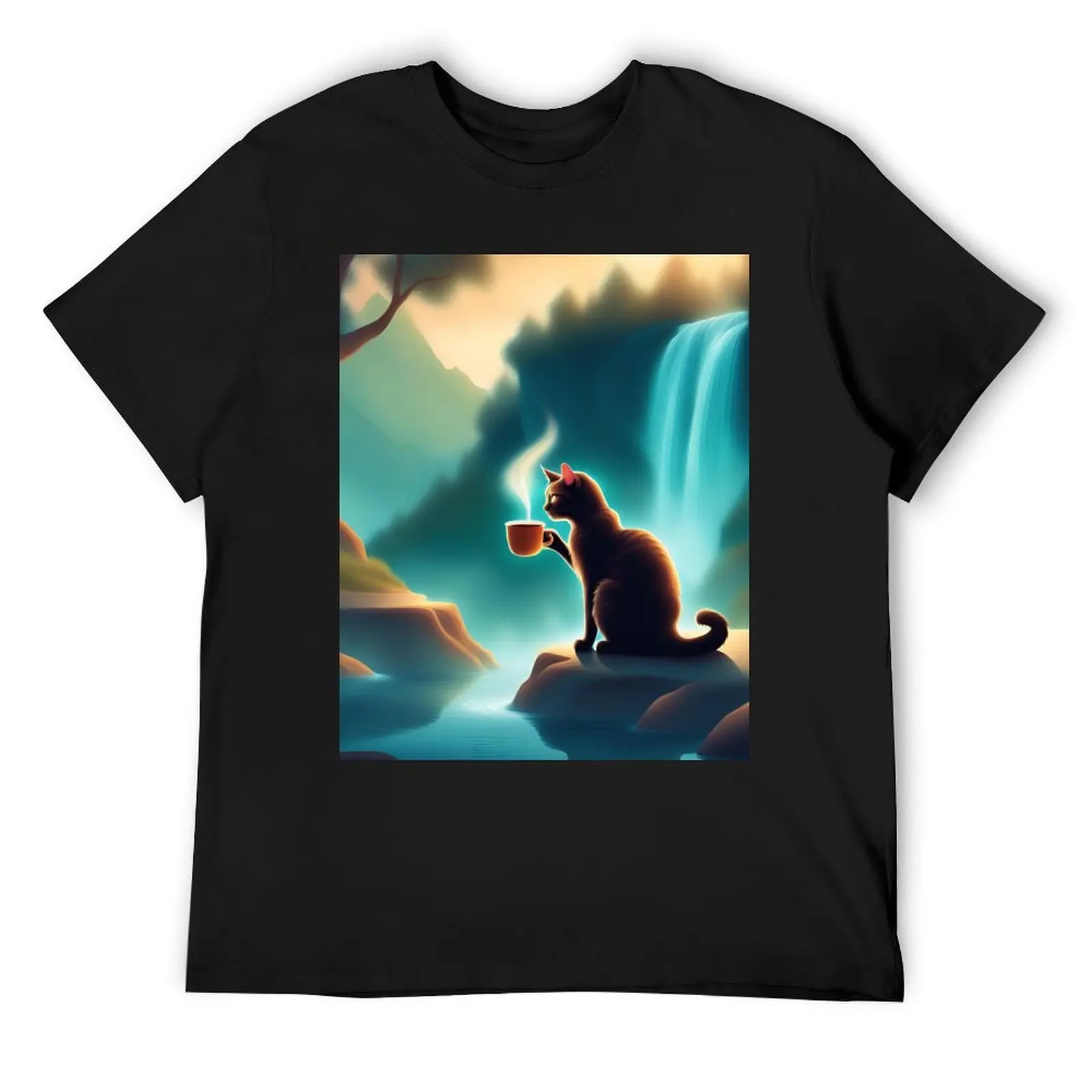

Cat Animal Creature and Cool Coffee Nature Vibes T-Shirt Anime t-shirt cotton man t-shirts boys animal print mens tall t shirts