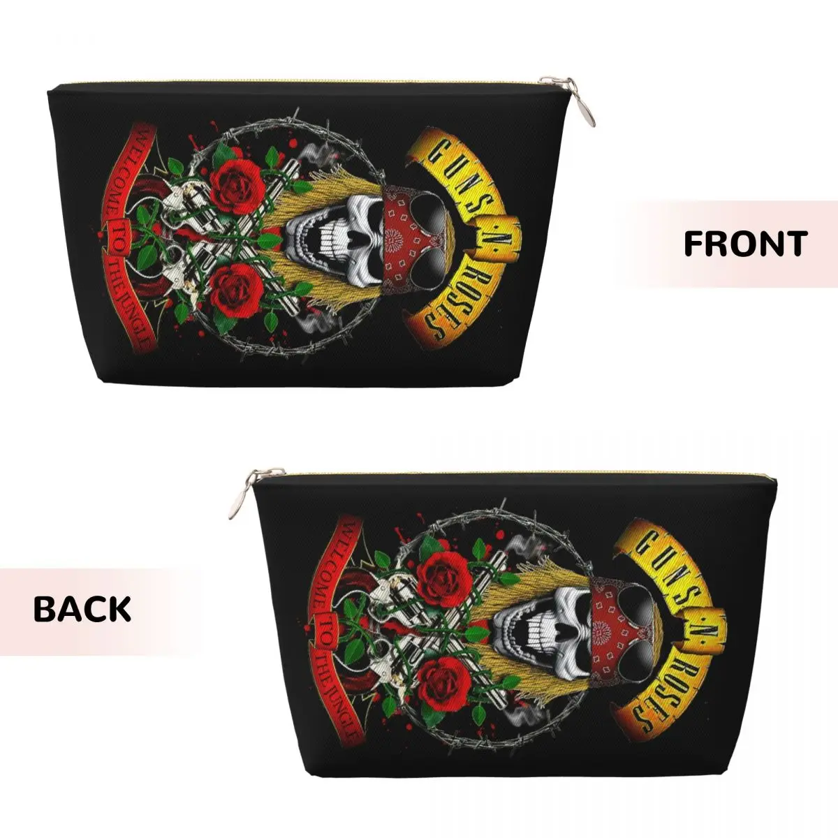 Custom Travel Heavy Metal Guns N Rose Rock Band Steampunk Music Toiletry Bag Portable Makeup Cosmetic for Women Beauty Storage