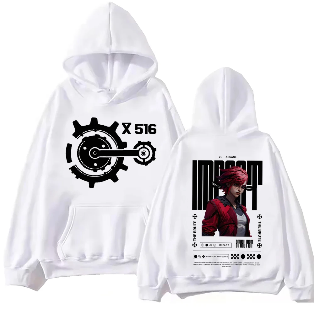 2024 Hot Anime Arcane-Vi Hoodie Harajuku Hip Hop Pullover Tops Sweatshirt Fans Gift