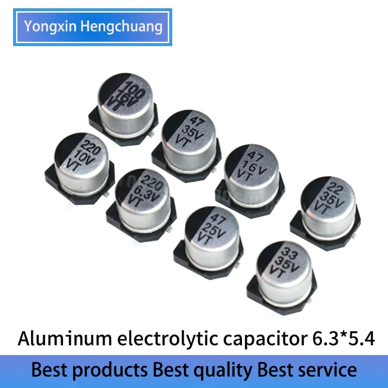 20PCS 6.3X5.4 chip aluminum electrolytic capacitor 6.3V 10V 16V 25V 35V 50V 100V 2.2UF 22UF 33UF 47UF 100UF 220UF