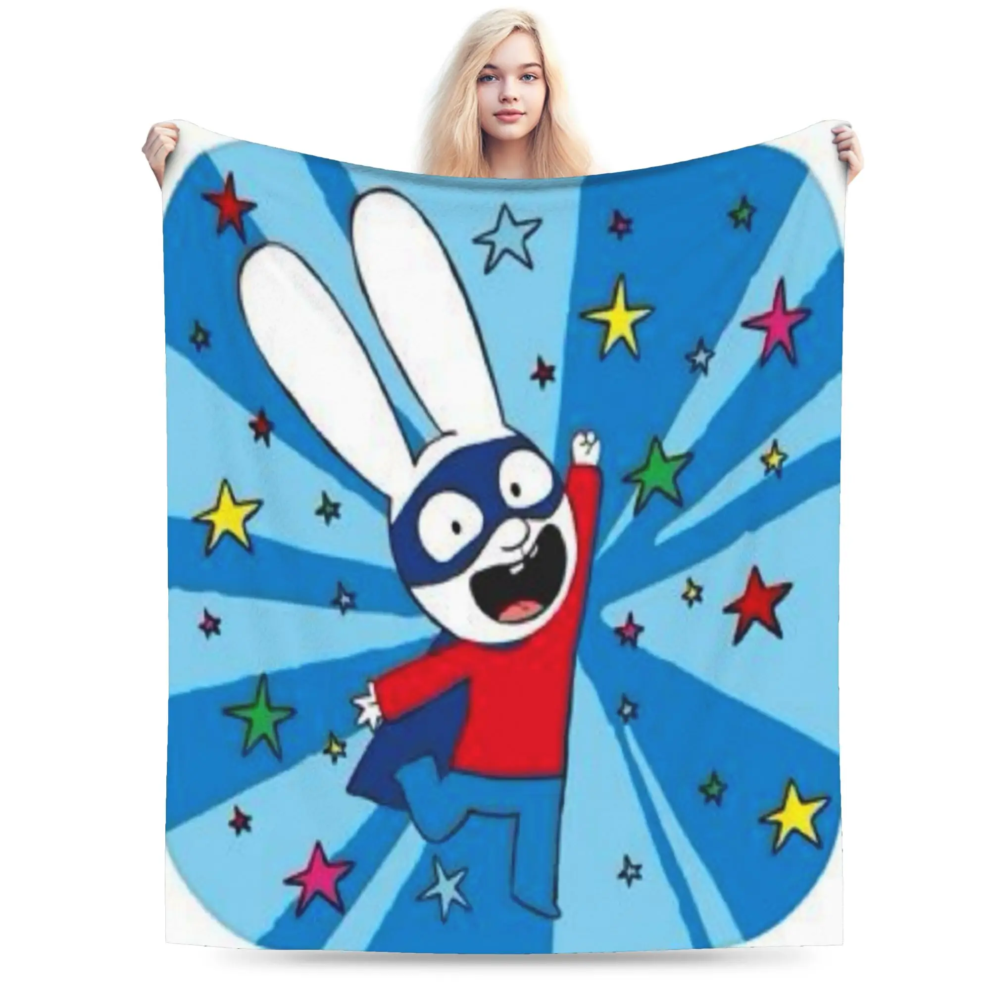 S-Simon Super Rabbit Blanket Boy Girl  Flannel Throw Blanket For Bedroom Comfortable Design Quality Bedspread Gift