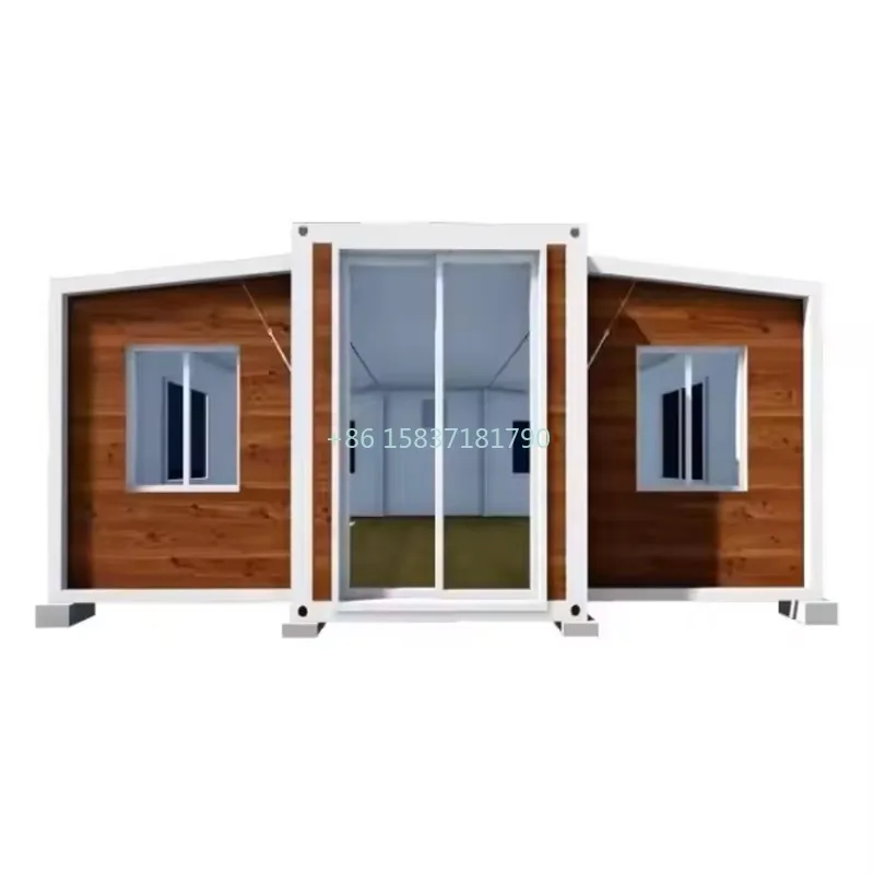 Double Wing Folding Container House Foldable Tiny Home Container Reinforced Steel Frame Dual-Wing System Fold Out Room for Spain