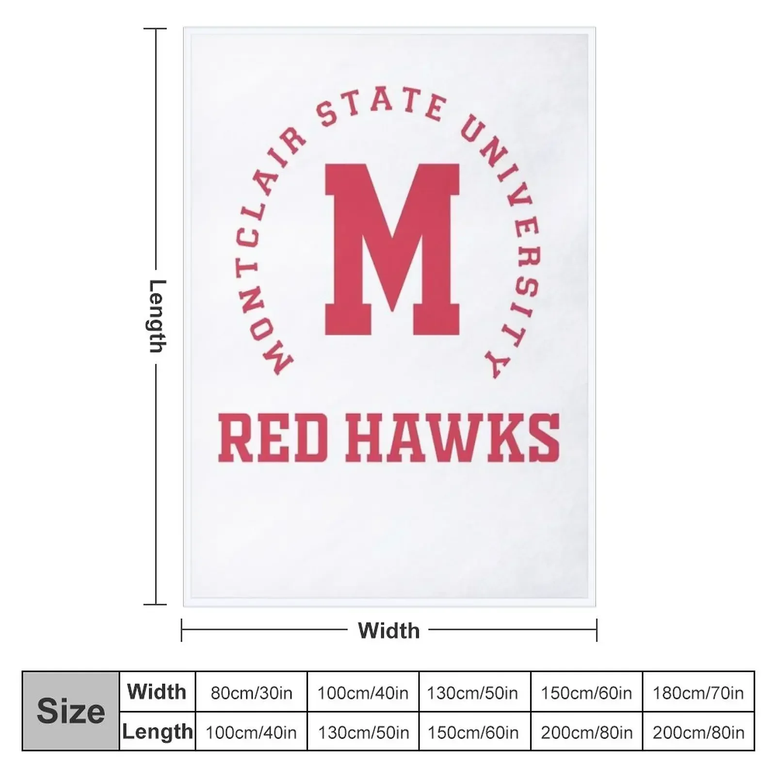 Montclair State 1908 University Apparel, Long Sleeve, Sweat, Throw Blanket Single Soft Plush Plaid Custom Decoratives Blankets